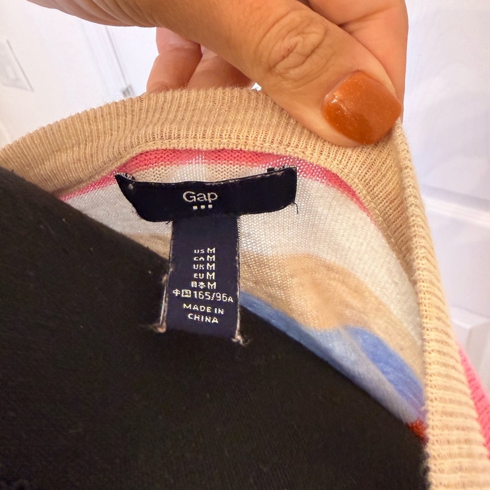 GAP Colorful Striped V-Neck Sweater - Picture 6 of 7